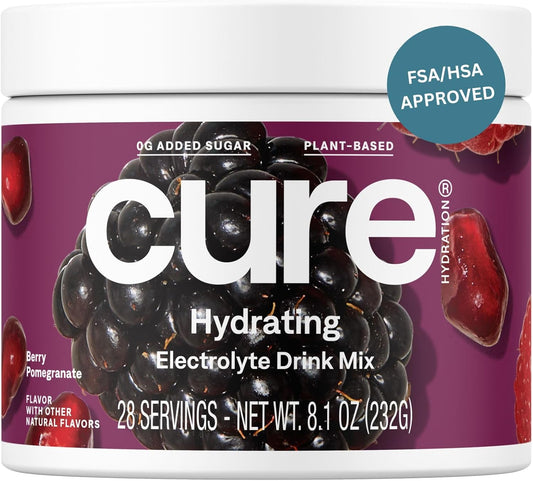 Plant-Based Electrolyte Drink Mix | Coconut Water | No Added Sugar | FSA & HSA | Non-GMO | Vegan | Berry Pomegranate Flavor | 28 Servings Jar