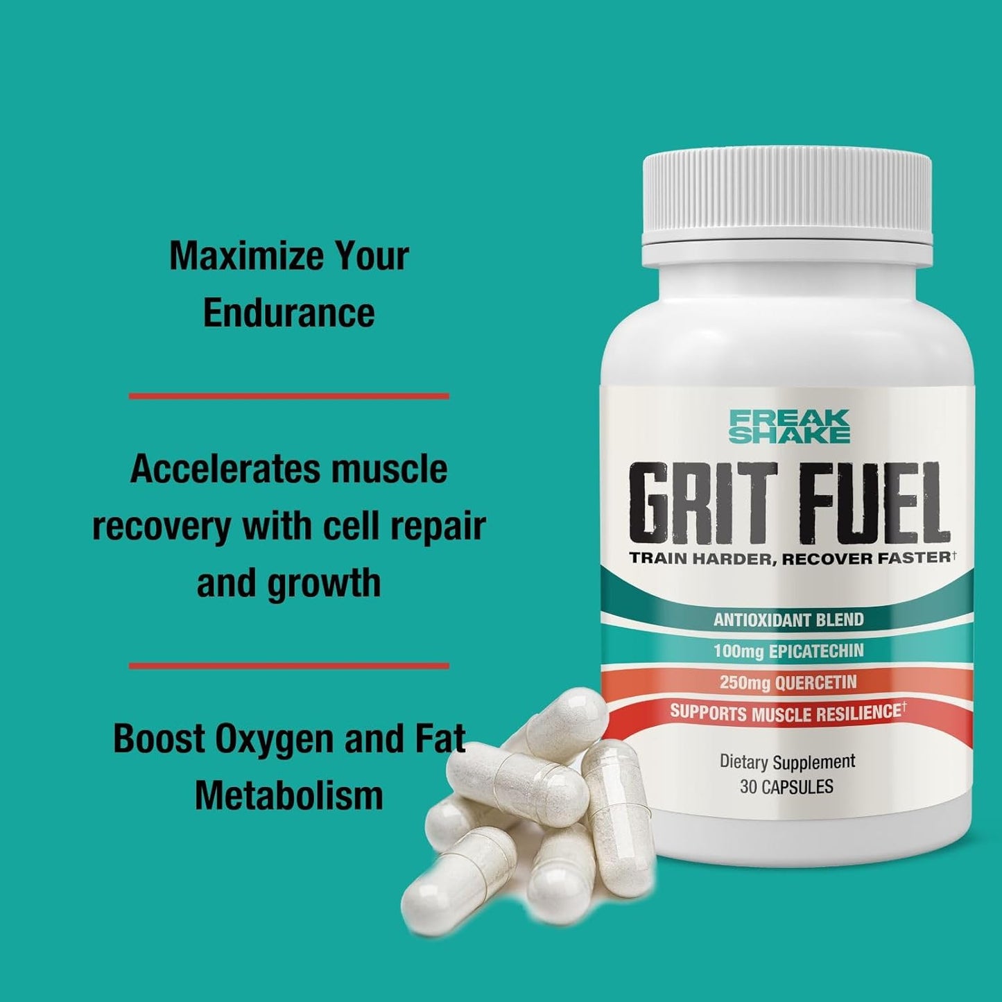 Plant-Based Endurance Supplement for Muscle Resilience and Peak Performance - Bio-Nutrient Workout Recovery Capsules with Epicatechin and Iso Quercetin - 30 Caps