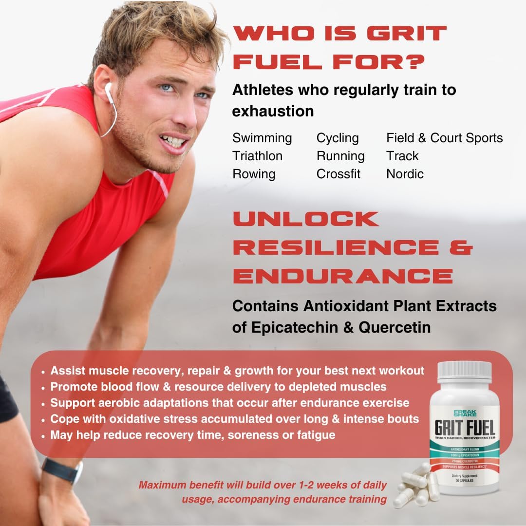 Plant-Based Endurance Supplement for Muscle Resilience and Peak Performance - Bio-Nutrient Workout Recovery Capsules with Epicatechin and Iso Quercetin - 30 Caps
