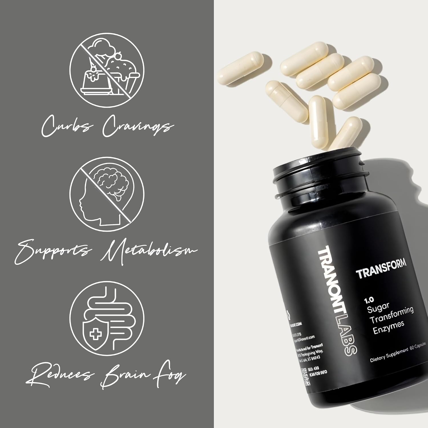 Plant-Based Energy Booster and Skin Care Supplement | Tranont Transform Capsules for Mental Clarity and Wellness