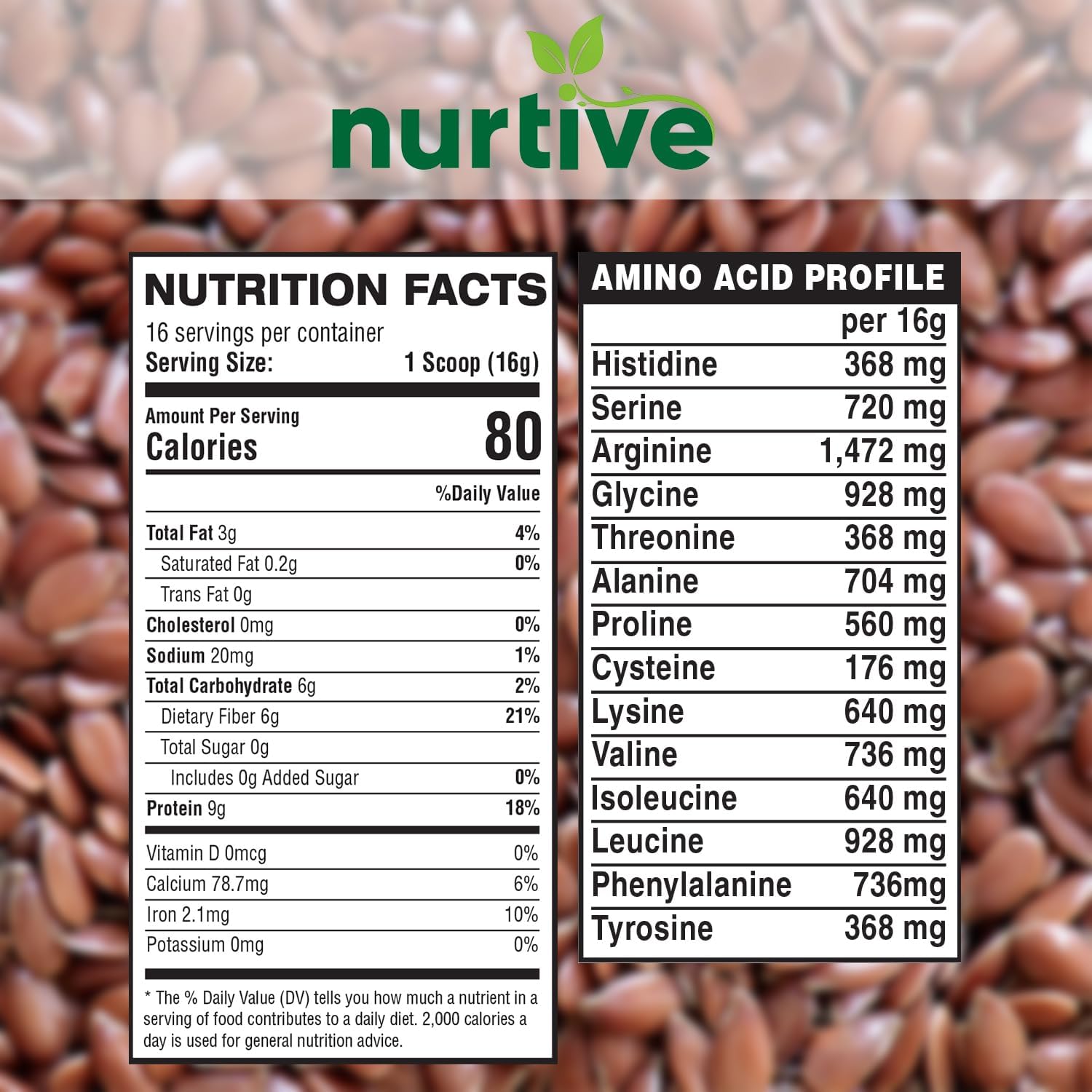 Plant-Based Flaxseed Protein Powder for Post-Workout Recovery - Rich in Omega-3 and Antioxidants - Nutritional Boost for Smoothies & Baking - Non-GMO & Gluten-Free - 16 oz