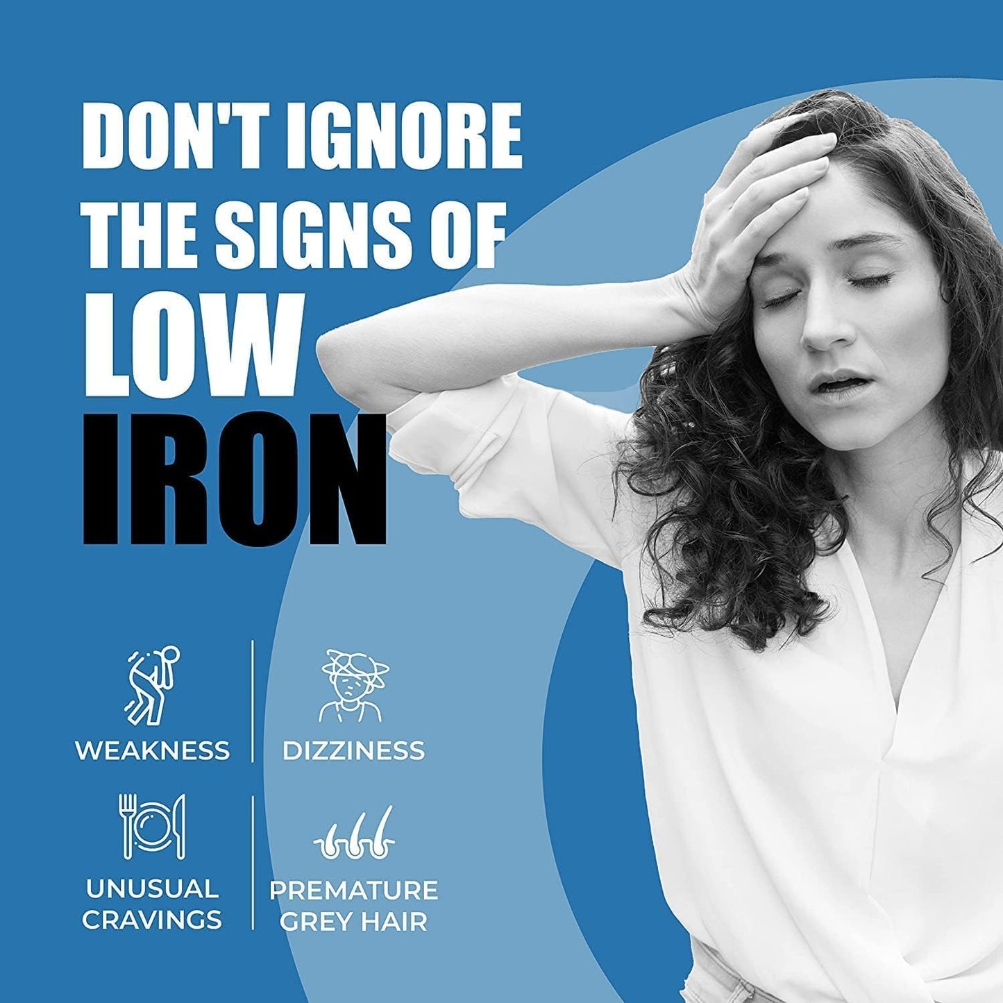 Plant Based Iron Folic Zinc Tablets for Anemia & Energy Boost | Iron with Zinc & Folic Acid Supplement for Strength & Brain Function | Athletic Performance Support