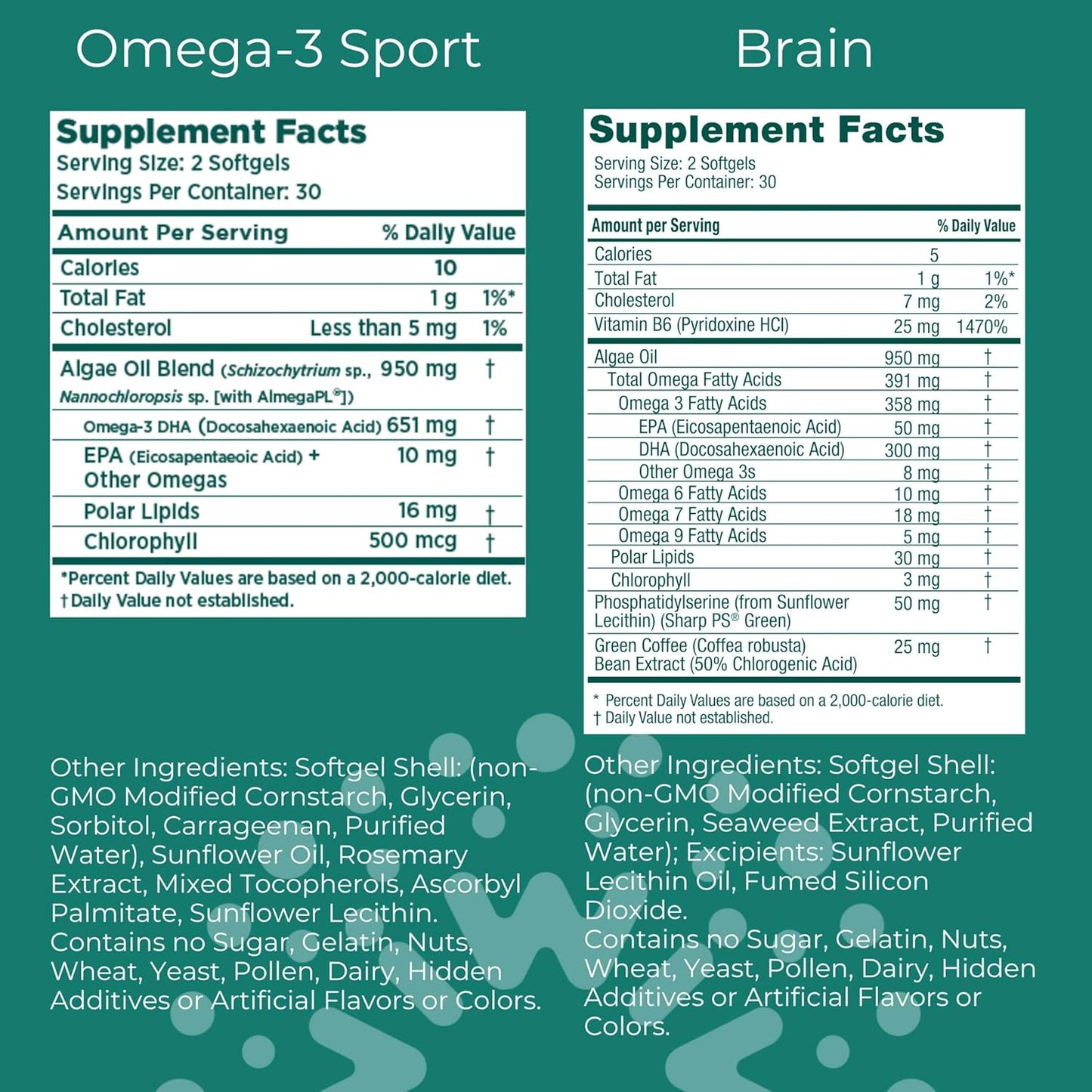 Plant-Based iwi Omega-3 Bundle: Sport & Brain Support, 30 Servings, Vegan Algae Omega-3 with EPA + DHA, Krill & Fish Oil Alternative, No Fishy Taste