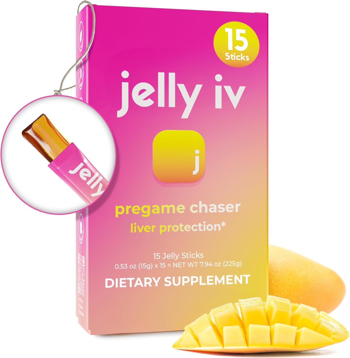 Plant-Based JellyIV Pregame Chaser for Morning Recovery - Liver Protection Hydration Packets (15-Count)