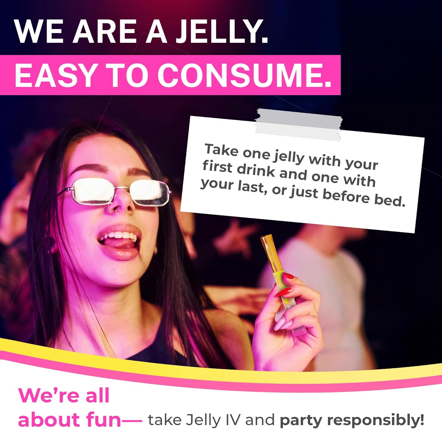 Plant-Based JellyIV Pregame Chaser for Morning Recovery - Liver Protection Hydration Packets (15-Count)