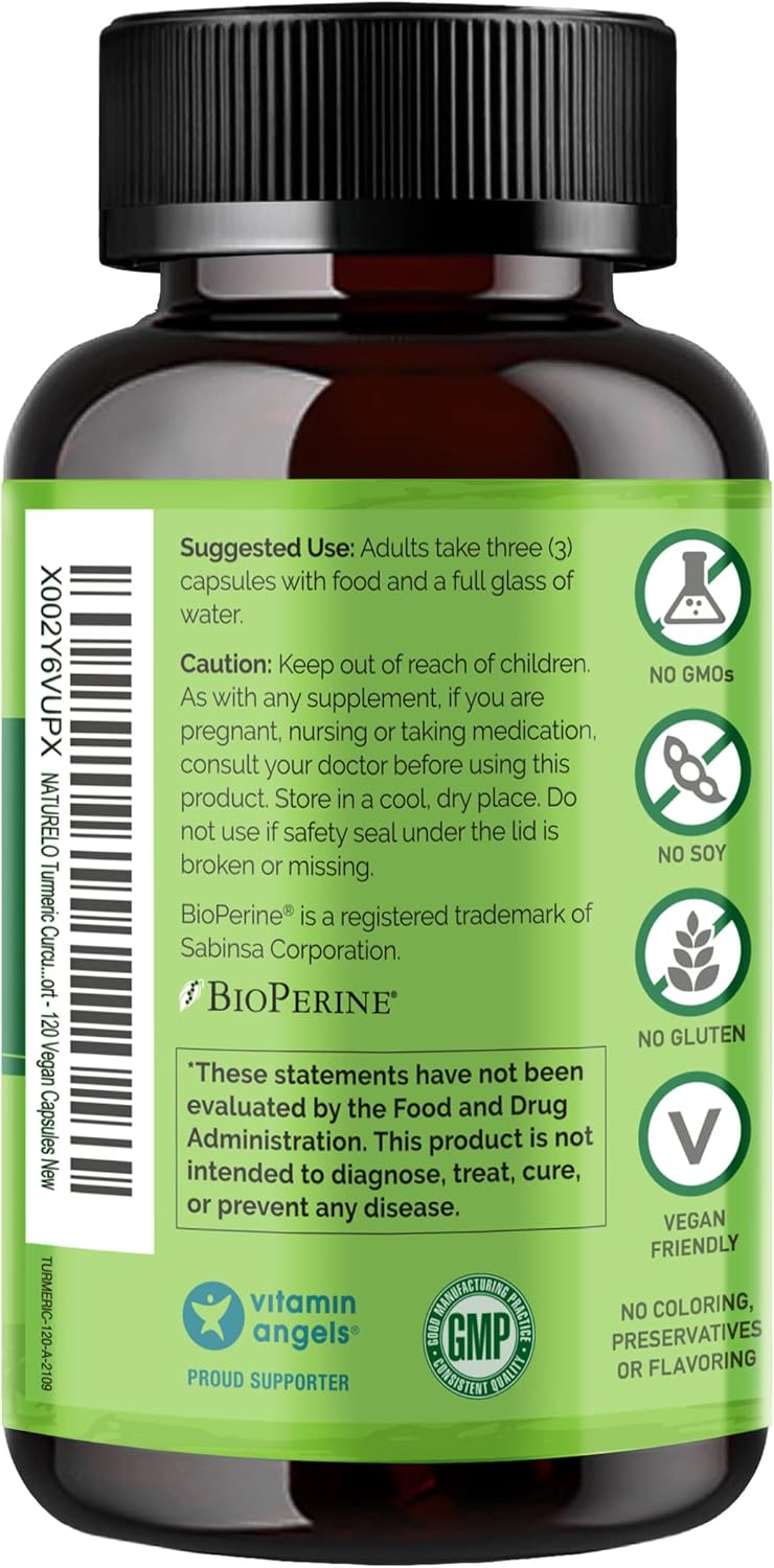 Plant Based Joint Support with Tumeric Curcumin & Magnesium Glycinate - 120 Capsules, Gluten Free & Non GMO