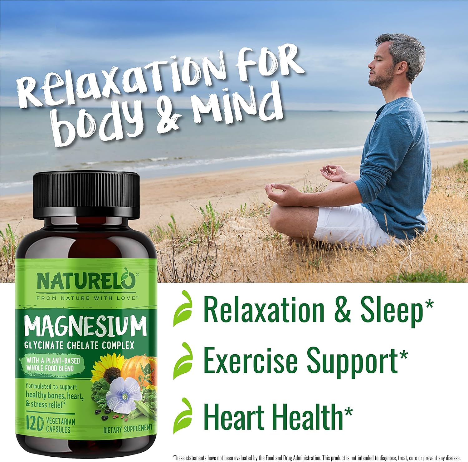 Plant Based Joint Support with Tumeric Curcumin & Magnesium Glycinate - 120 Capsules, Gluten Free & Non GMO