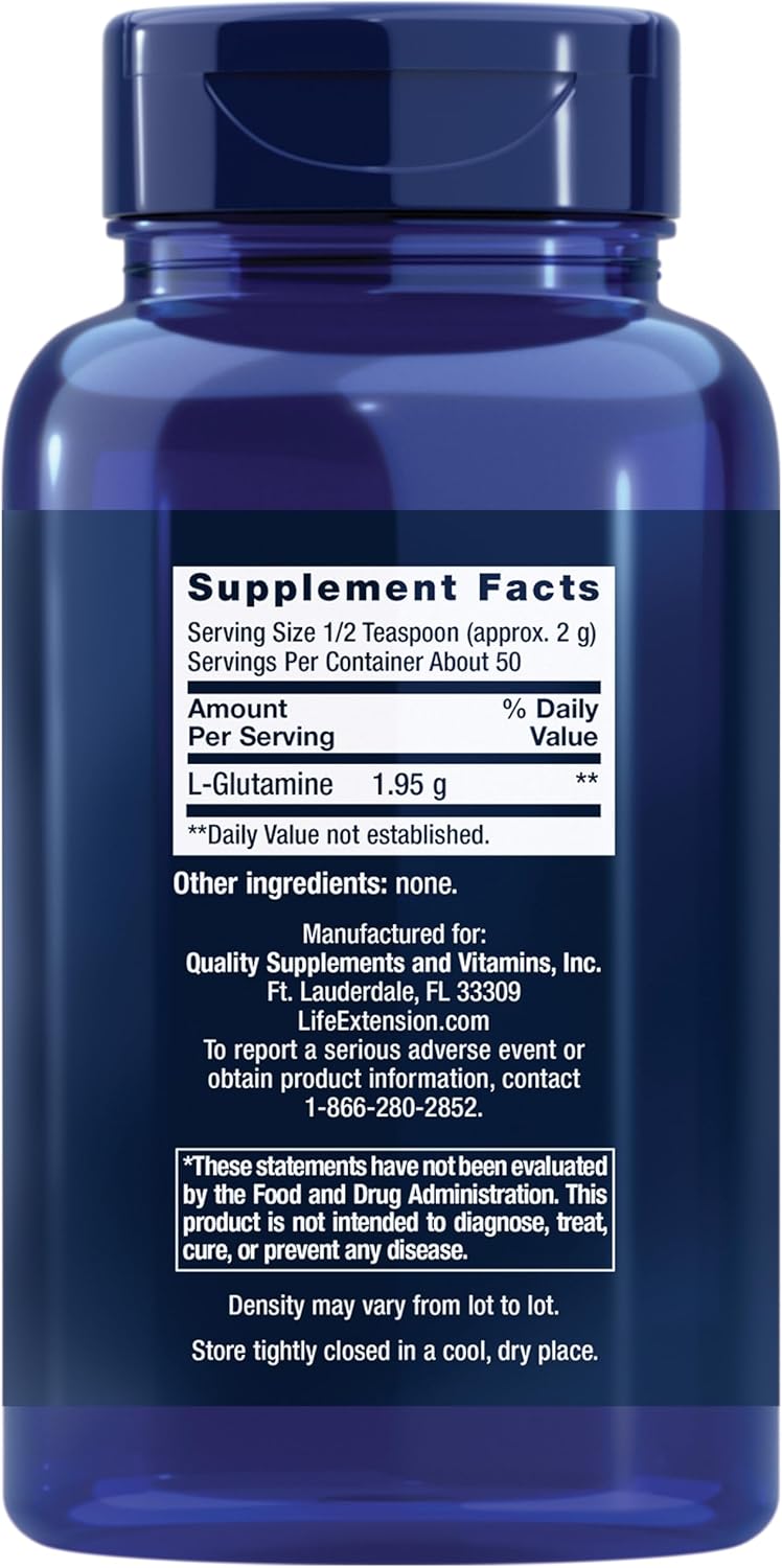 Plant-Based L-Glutamine Powder for Muscle and Immune Health - 100g, Gluten-Free, Non-GMO