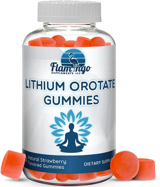 Plant-Based Lithium Orotate Gummies 5mg - Third Party Tested, Mood Support - Strawberry Flavored - 60 Count