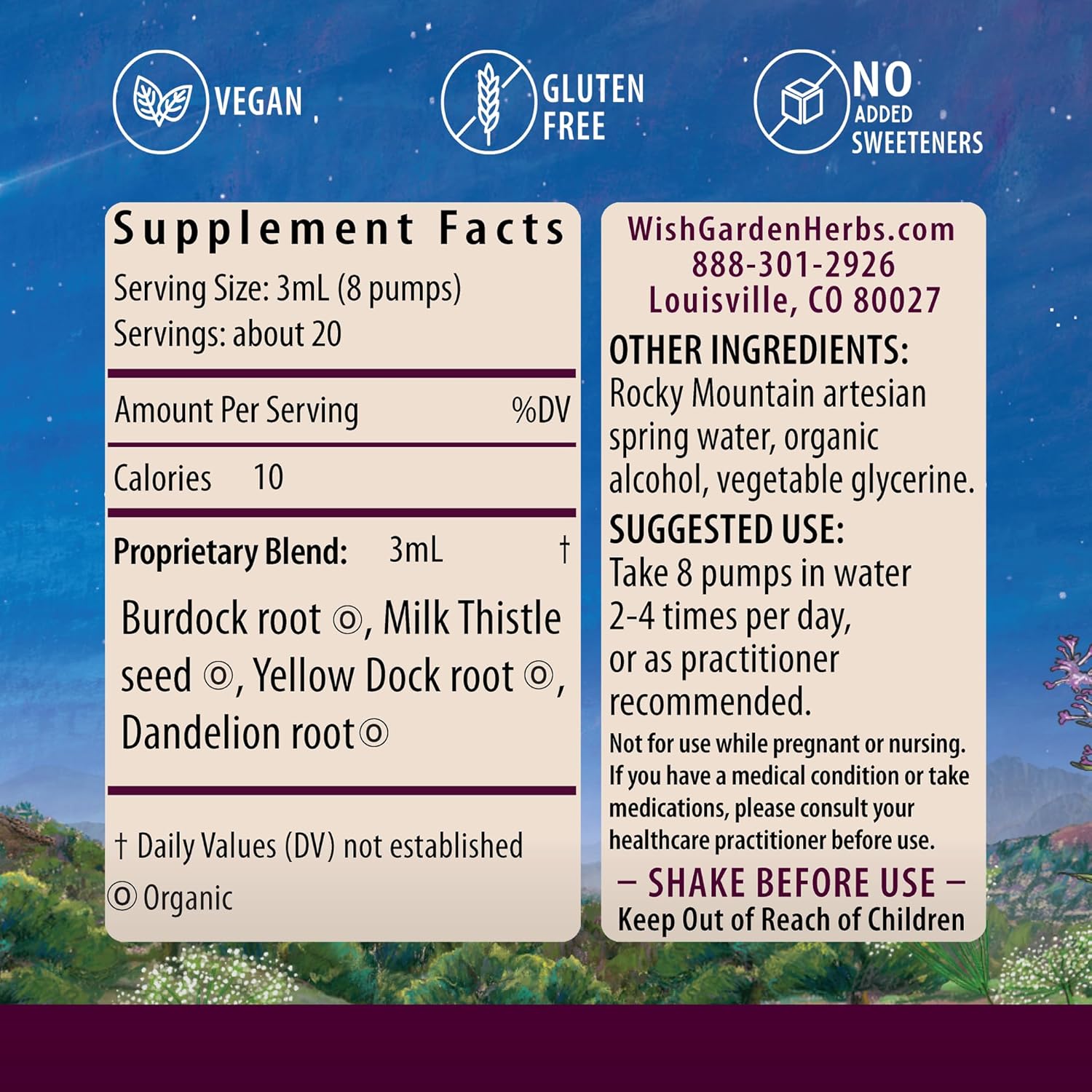 Plant-Based Liver Support Tonic with Burdock, Dandelion, Yellow Dock - Liver Cleanse & Detox Supplement for Healthy Liver Function - 4oz