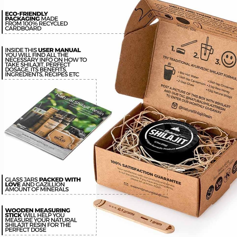 Plant-Based Natural Shilajit Resin with Fulvic Acid & Trace Minerals - Energy, Immune Support & Vitality for Men & Women