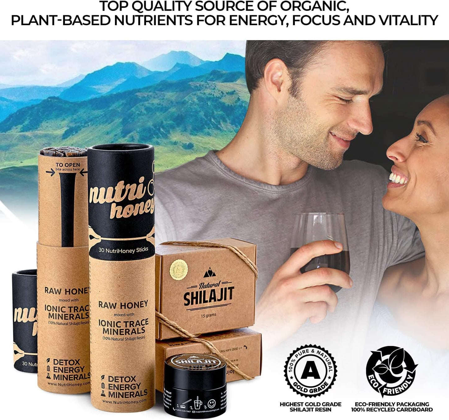 Plant-Based Natural Shilajit Resin with Fulvic Acid & Trace Minerals - Energy, Immune Support & Vitality for Men & Women