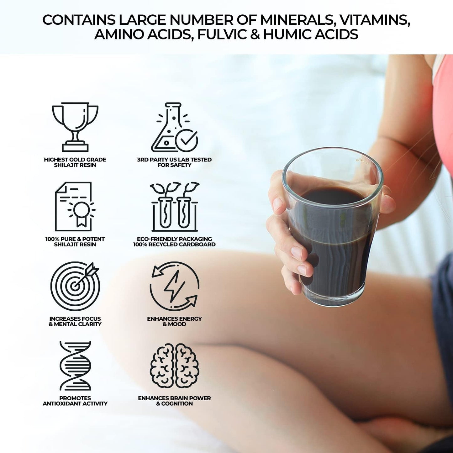 Plant-Based Natural Shilajit Resin with Fulvic Acid & Trace Minerals - Energy, Immune Support & Vitality for Men & Women