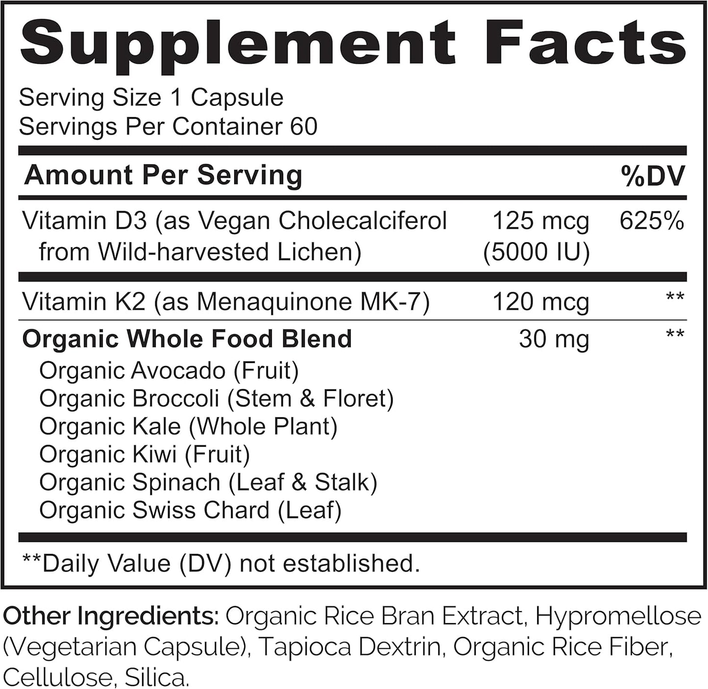 Plant-Based NATURELO Vitamin D3 K2 Capsules for Immune & Bone Health