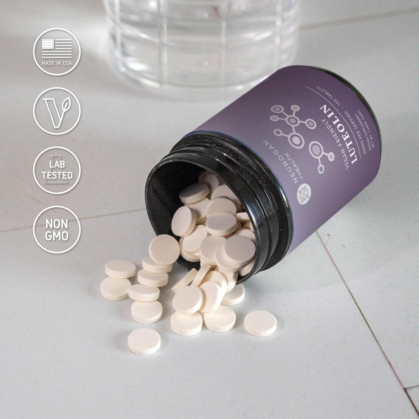 Plant-Based Neurogan Luteolin Tablets - 200 MG - 120 Count - Support Cellular, Brain, & Immune Health - Natural Bioflavonoids for Men & Women