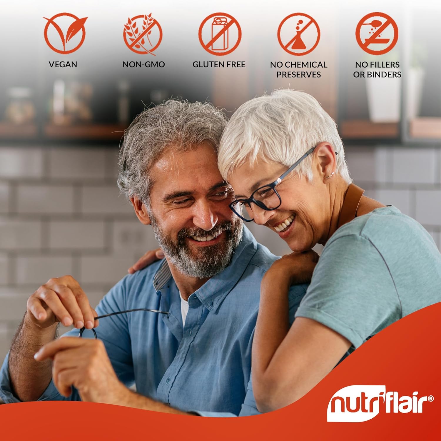 Plant-Based NutriFlair Vitamins D3 (5000iu/125mcg) + K2 (as Mk7) with BioPerine Black Pepper Extract - 90 Capsules for Immune & Heart Health