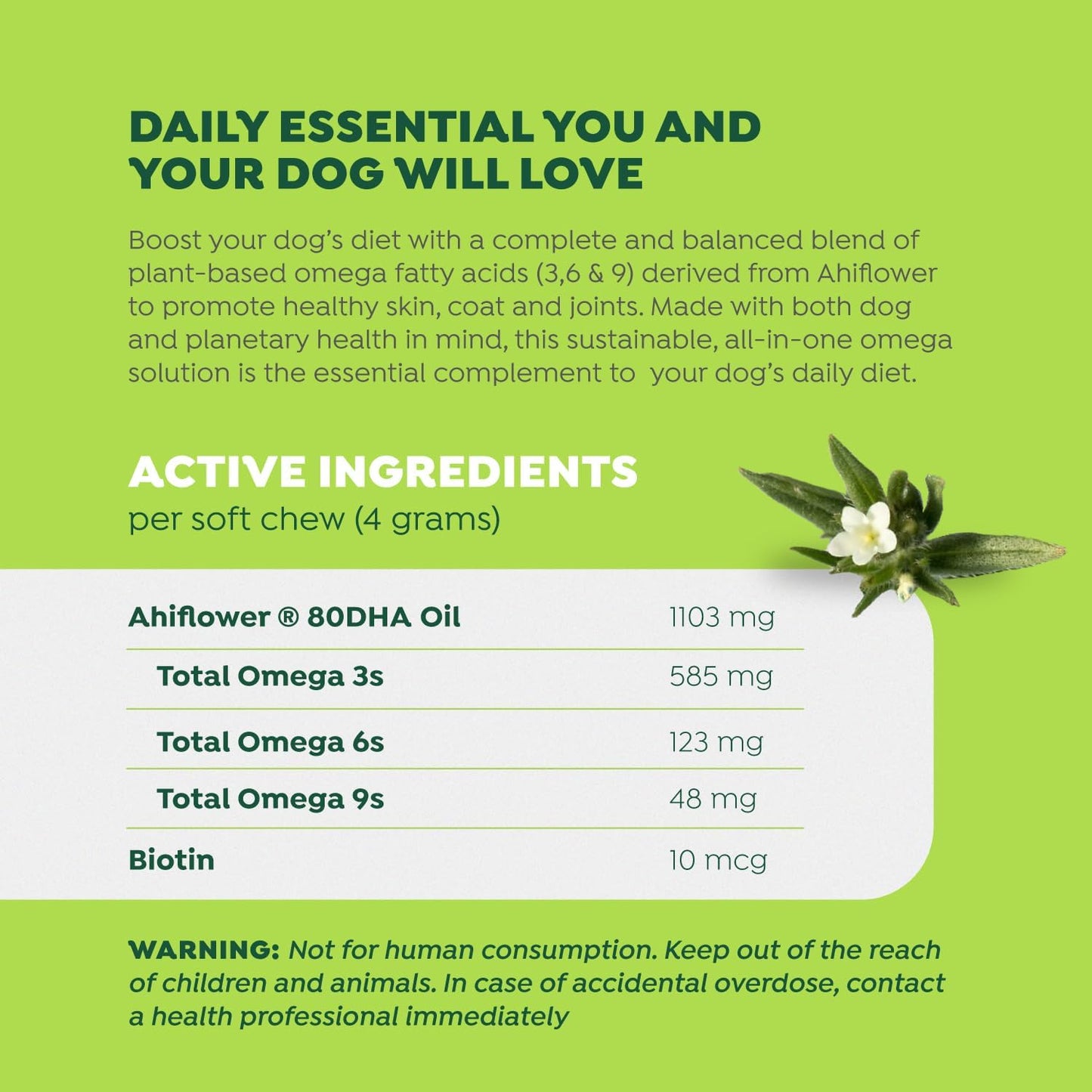 Plant-Based Omega 3, 6 & 9 Supplement for Dogs - Vet-Formulated Skin, Coat, Hip & Joint - Natural Non-GMO Omega Oil - 8 fl.oz.