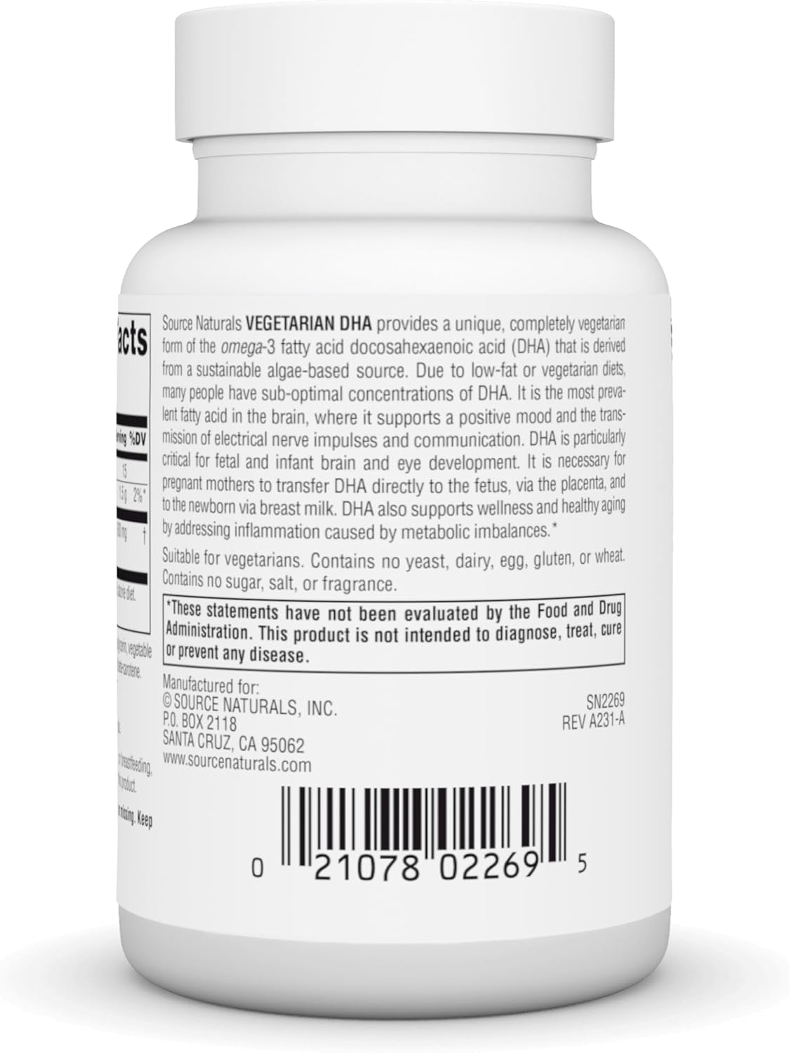 Plant-Based Omega-3 DHA Supplement - Source Naturals Neuromins - 60 Vegetarian Softgels