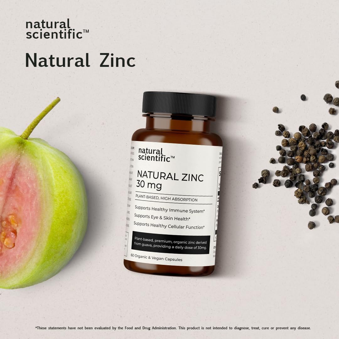 Plant-Based Organic Zinc Supplements 30mg for Men and Women - Non-GMO, Vegan, Gluten-Free - 60 Capsules - Premium Dietary Supplement