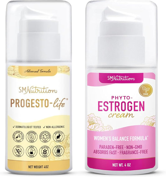 Plant Based PhytoEstrogen & Progesterone Cream Combo for Women | Hormone Balance Support (96 Servings Each)
