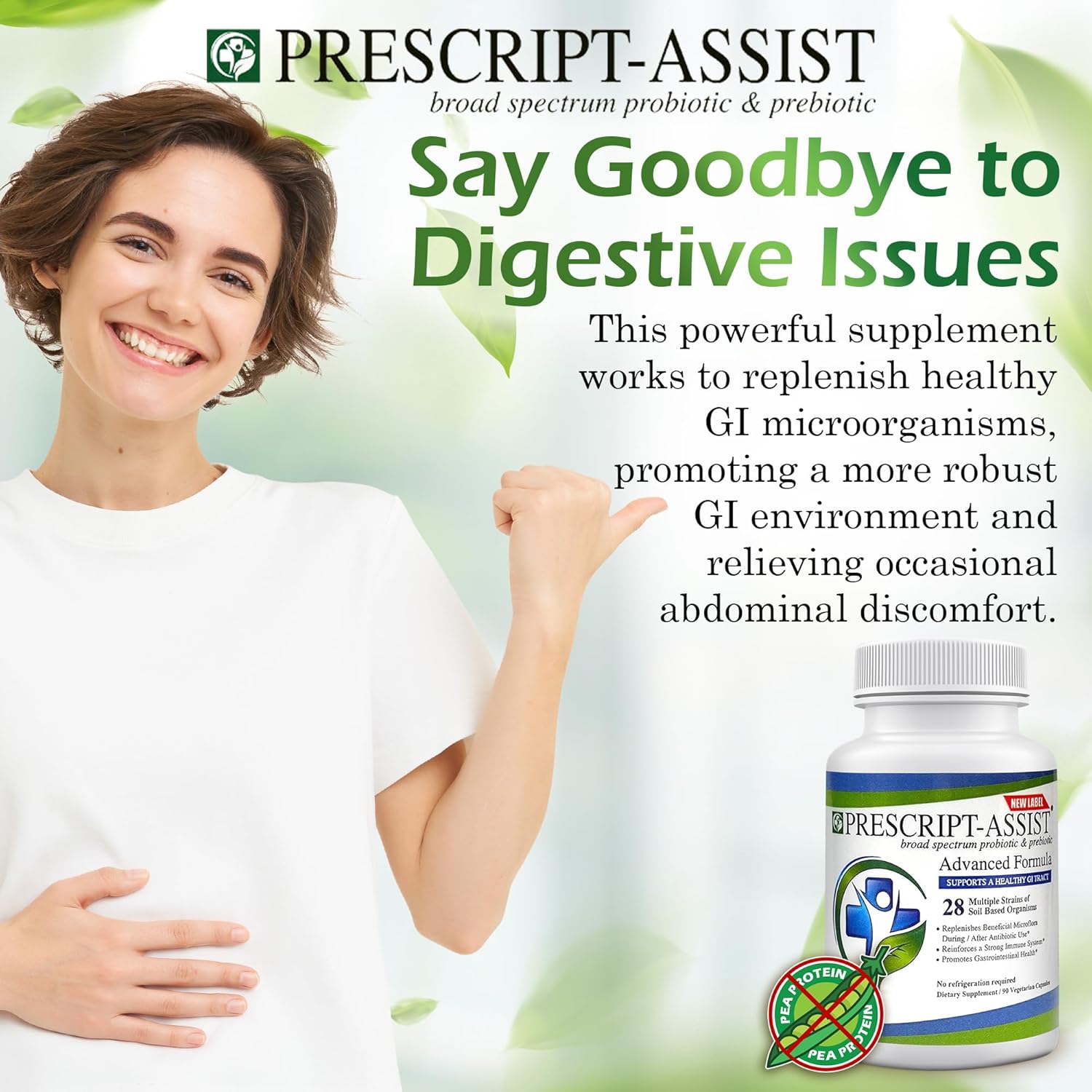 Plant-Based Prebiotics & Probiotics Capsules for Digestive & Immune Health - Vegan Formula, No Pea Protein, Supports Muscle Recovery & Gut Health - 90 Count