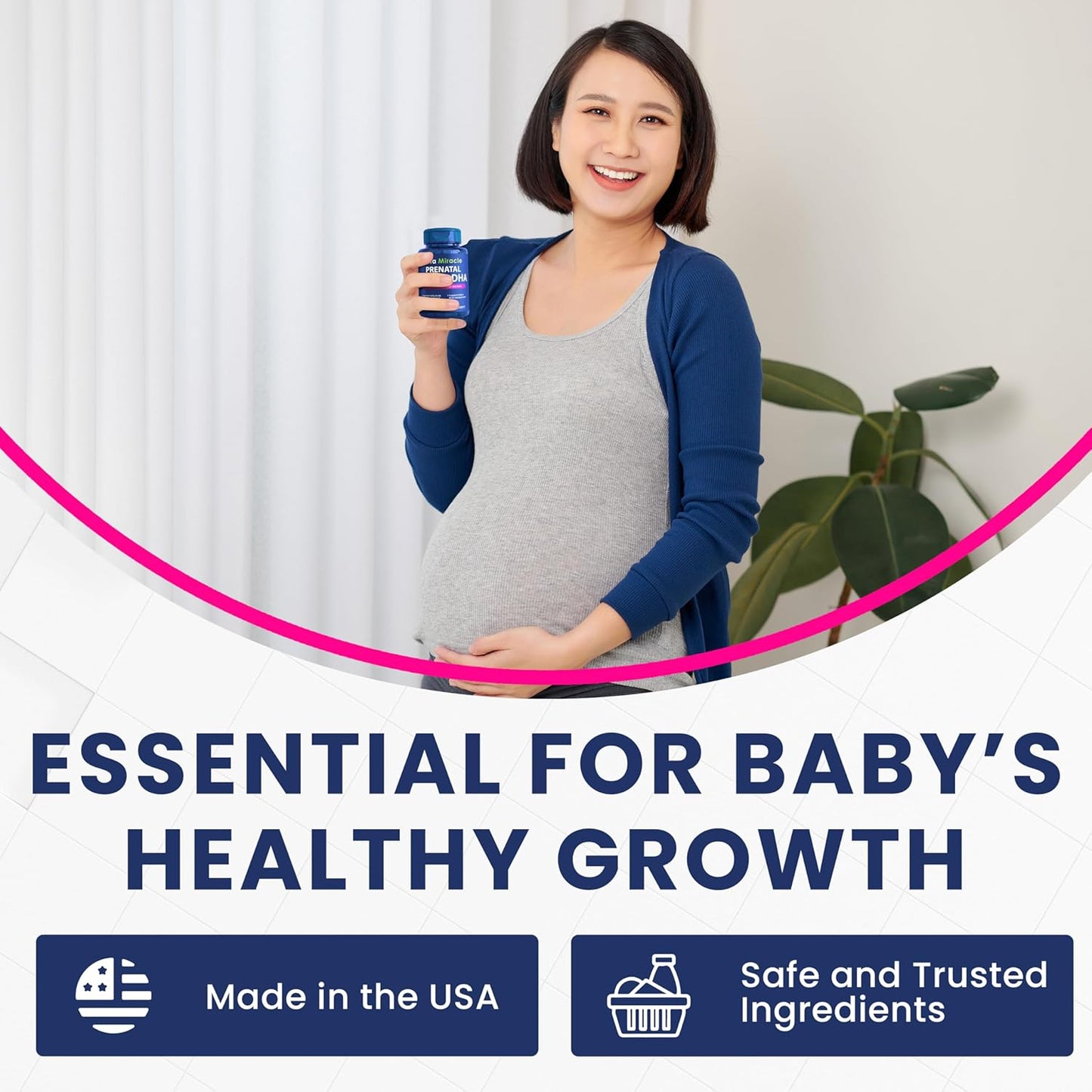 Plant-Based Prenatal DHA Supplements - Vegan 800mg DHA DPA Omega 3 - Supports Mom and Baby Health - Brain and Eye Development - No Fish Oil