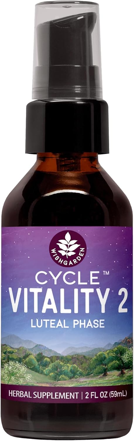 Plant-Based Progesterone Supplement for Healthy Menstrual Cycles & Fertility - WishGarden Herbs Cycle Vitality 2 Luteal Phase with Wild Yam & Vitex Chasteberry, 2oz