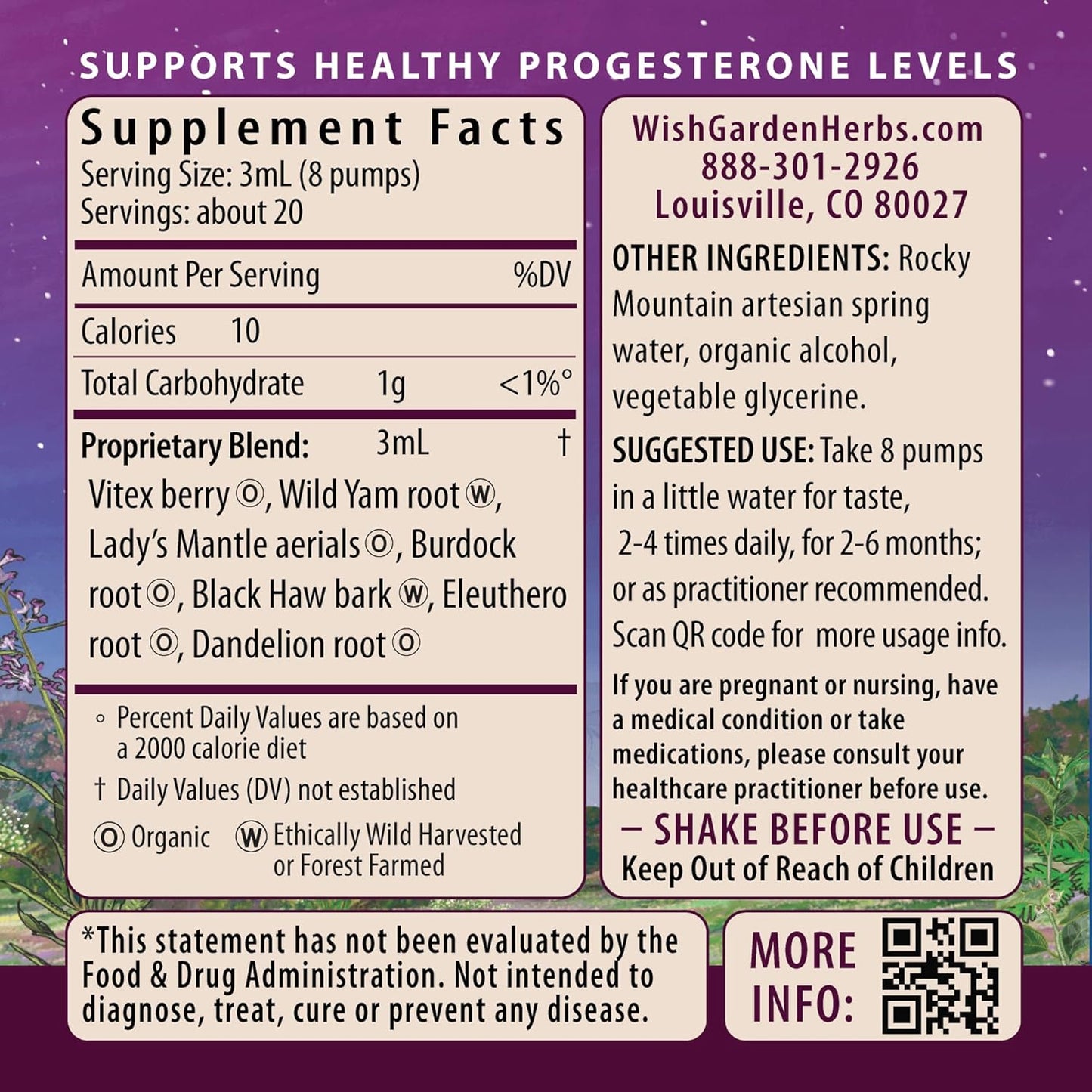 Plant-Based Progesterone Supplement for Healthy Menstrual Cycles & Fertility - WishGarden Herbs Cycle Vitality 2 Luteal Phase with Wild Yam & Vitex Chasteberry, 2oz