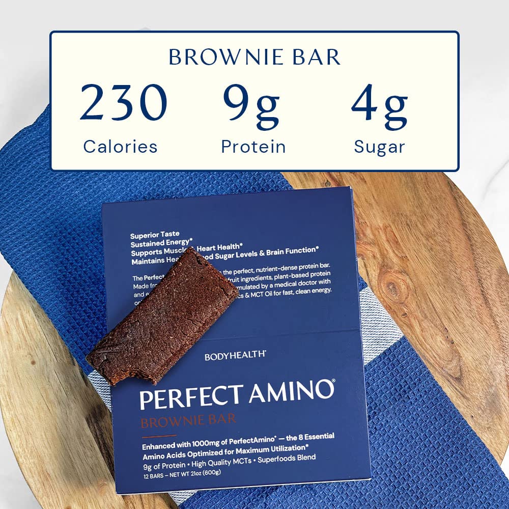 Plant-Based Protein Energy Bar with 10g Protein, MCT's, Superfood Blend, Kosher - Brownie Flavor (12 Pack)