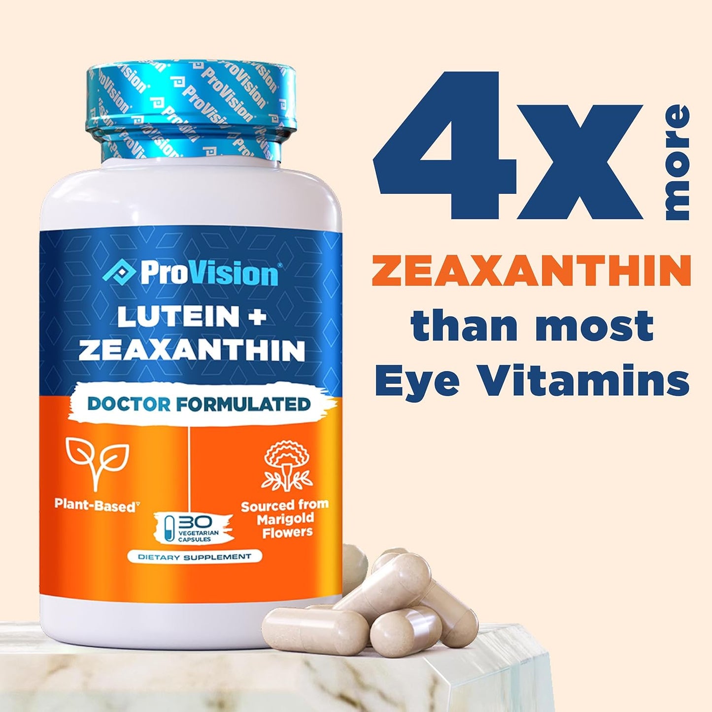 Plant-Based ProVision Lutein & Zeaxanthin Eye Vitamins - Natural Zeaxanthin & Lutein Supplement for Eye Health - 30 Capsules