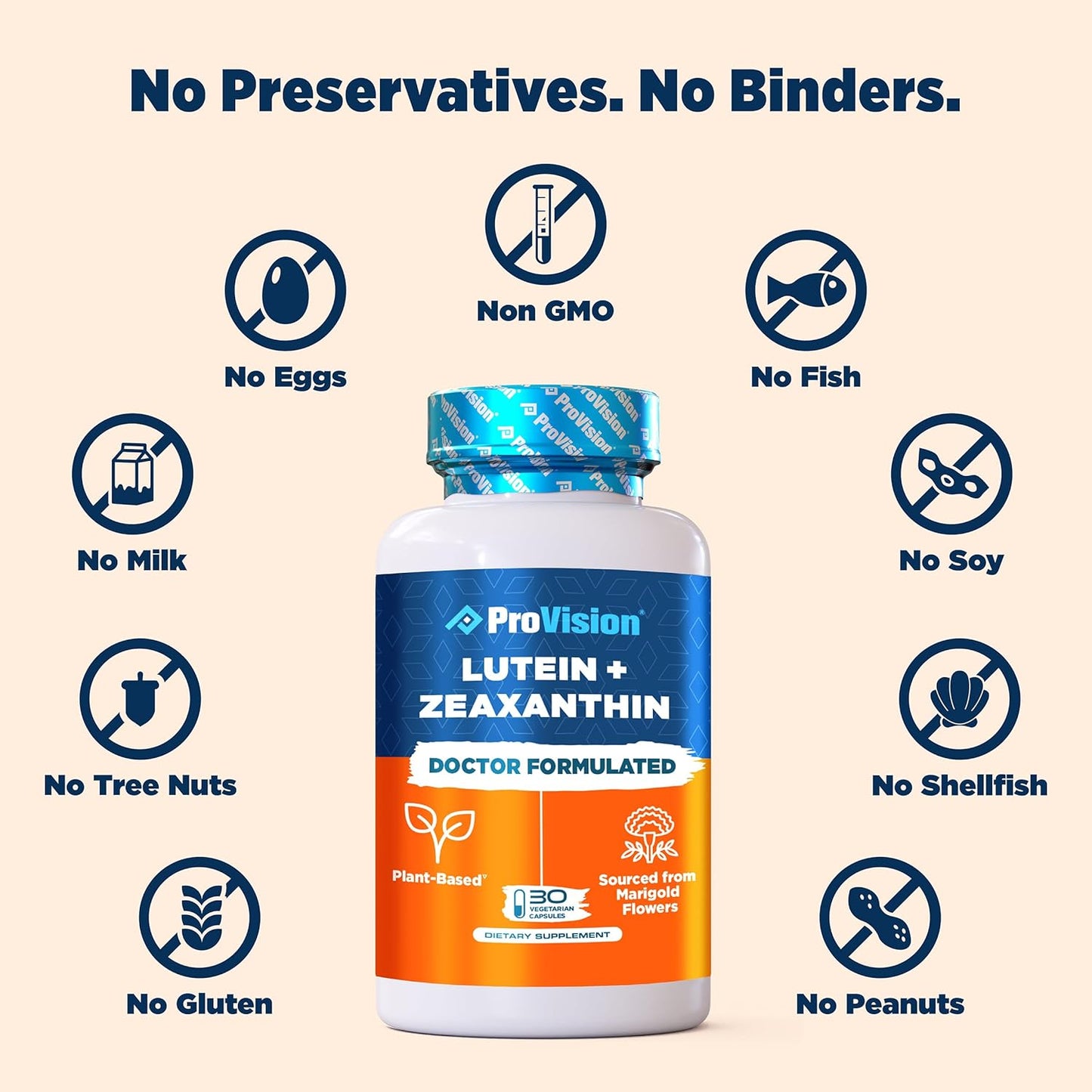 Plant-Based ProVision Lutein & Zeaxanthin Eye Vitamins - Natural Zeaxanthin & Lutein Supplement for Eye Health - 30 Capsules