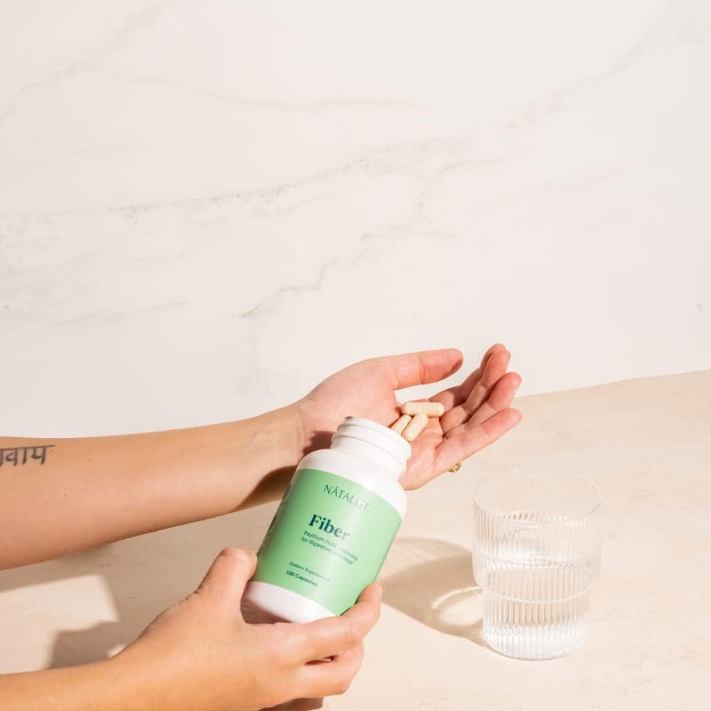 Plant-Based Psyllium Husk Supplement for Digestive Wellness & Gut Health - 120 Capsules, 2,175mg Daily Prebiotic for Women, Pregnancy-Safe, Gluten-Free