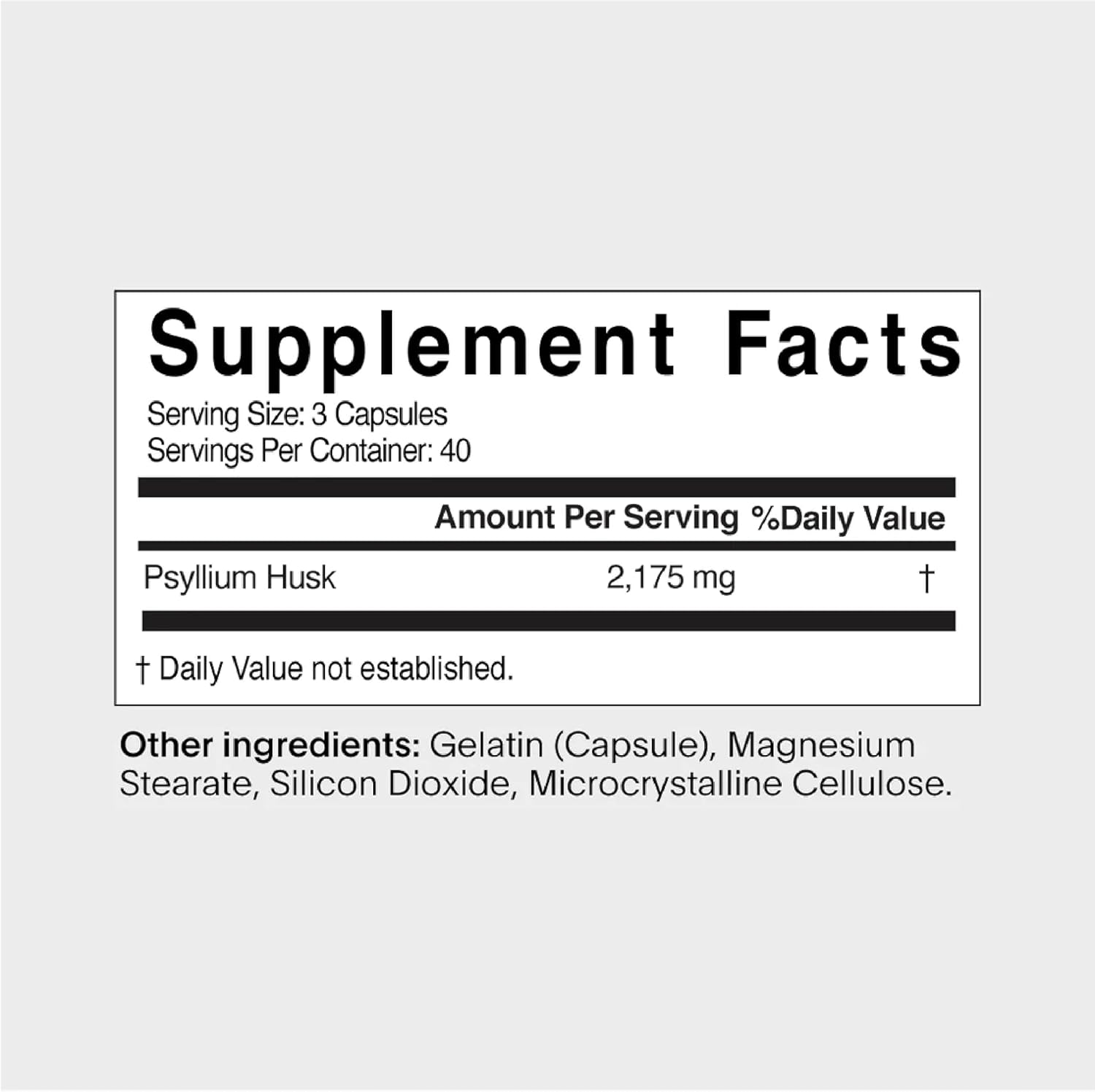 Plant-Based Psyllium Husk Supplement for Digestive Wellness & Gut Health - 120 Capsules, 2,175mg Daily Prebiotic for Women, Pregnancy-Safe, Gluten-Free