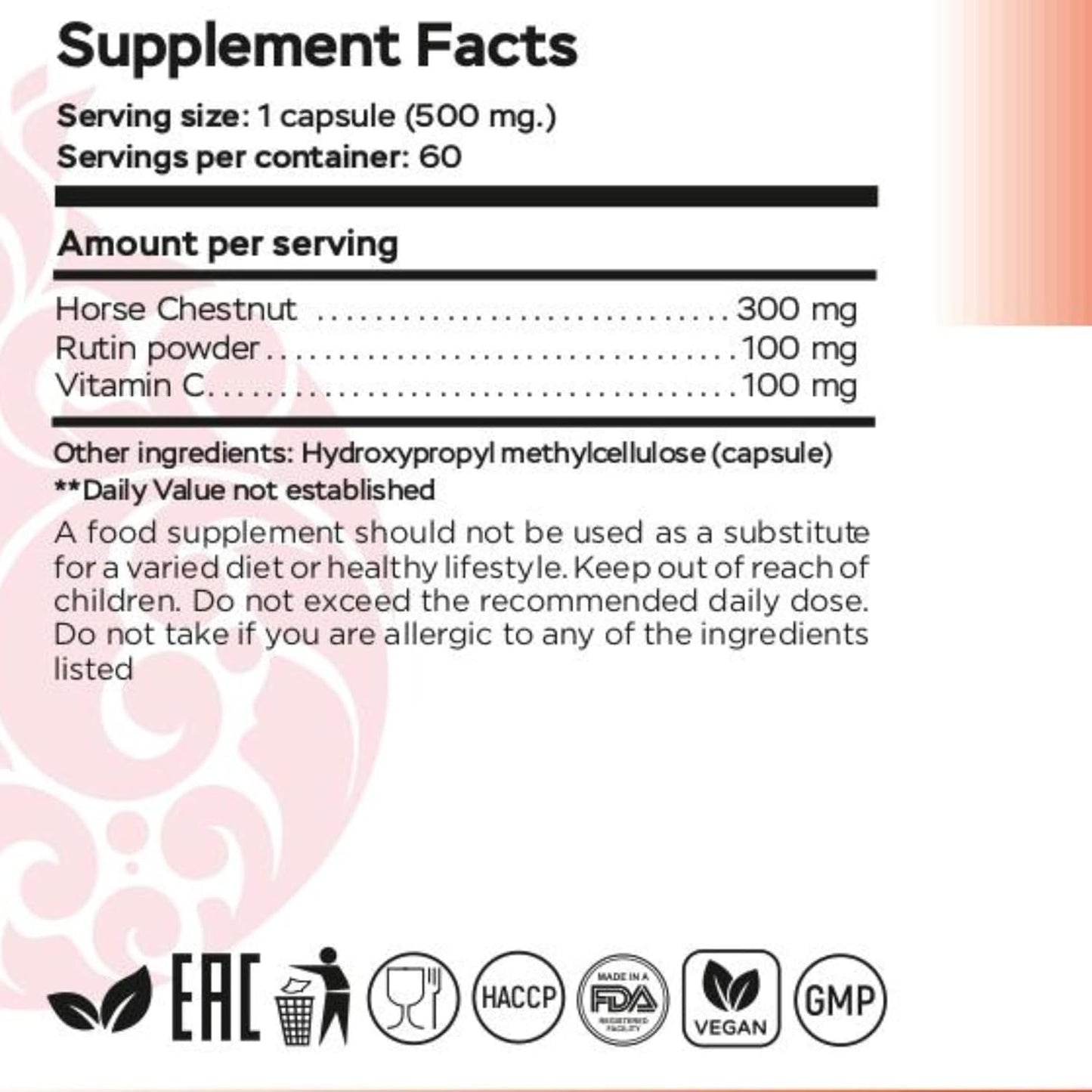 Plant-Based RaDoTech VeinoTune Caplets for Varicose Veins, Reduces Swelling, 60 Day Supply