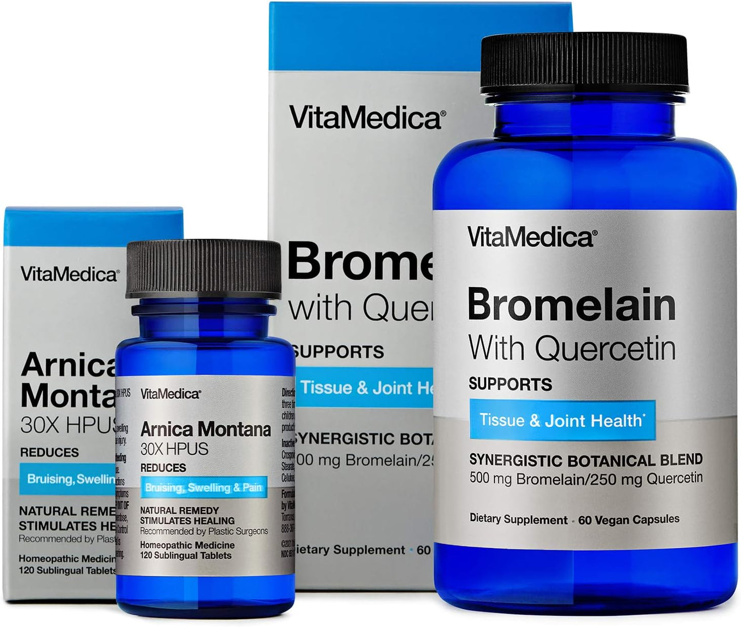 Plant-Based Recovery Bundle: Arnica Montana, Bromelain, Quercetin | Made in USA | VitaMedica
