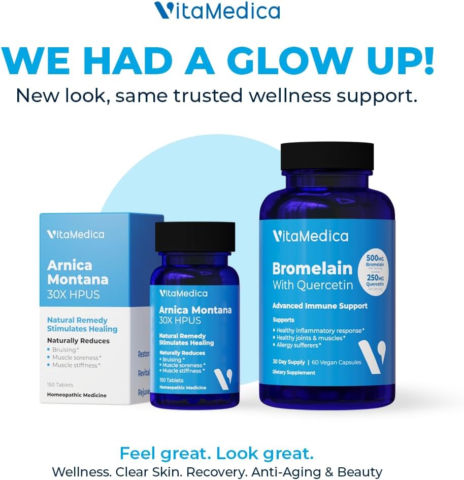 Plant-Based Recovery Bundle: Arnica Montana, Bromelain, Quercetin | Made in USA | VitaMedica