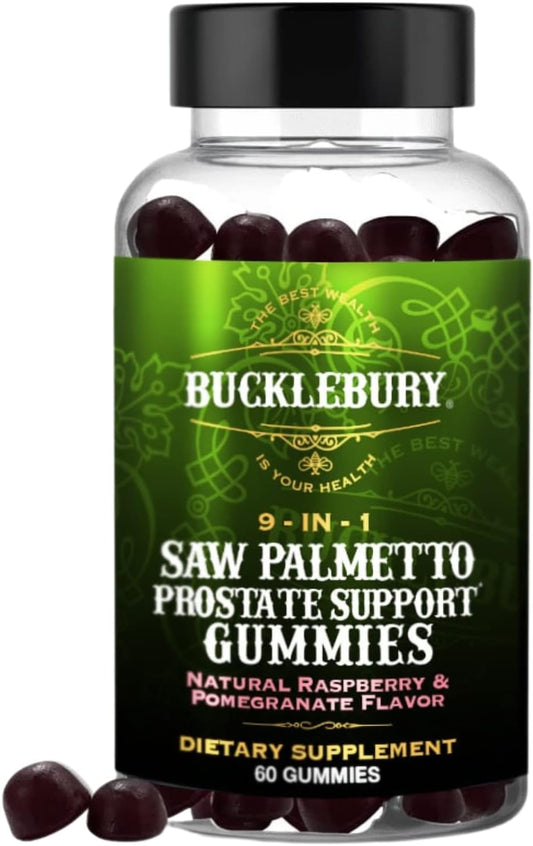Plant-Based Saw Palmetto Gummies for Prostate Support - Natural Raspberry & Pomegranate Flavour - 60 Gummies