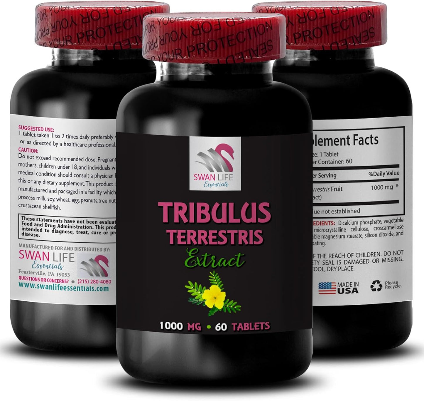 Plant-Based Stamina Power with Tribulus Terrestris Extracts - Energy Support Formula for Active Life - 60 Tablets