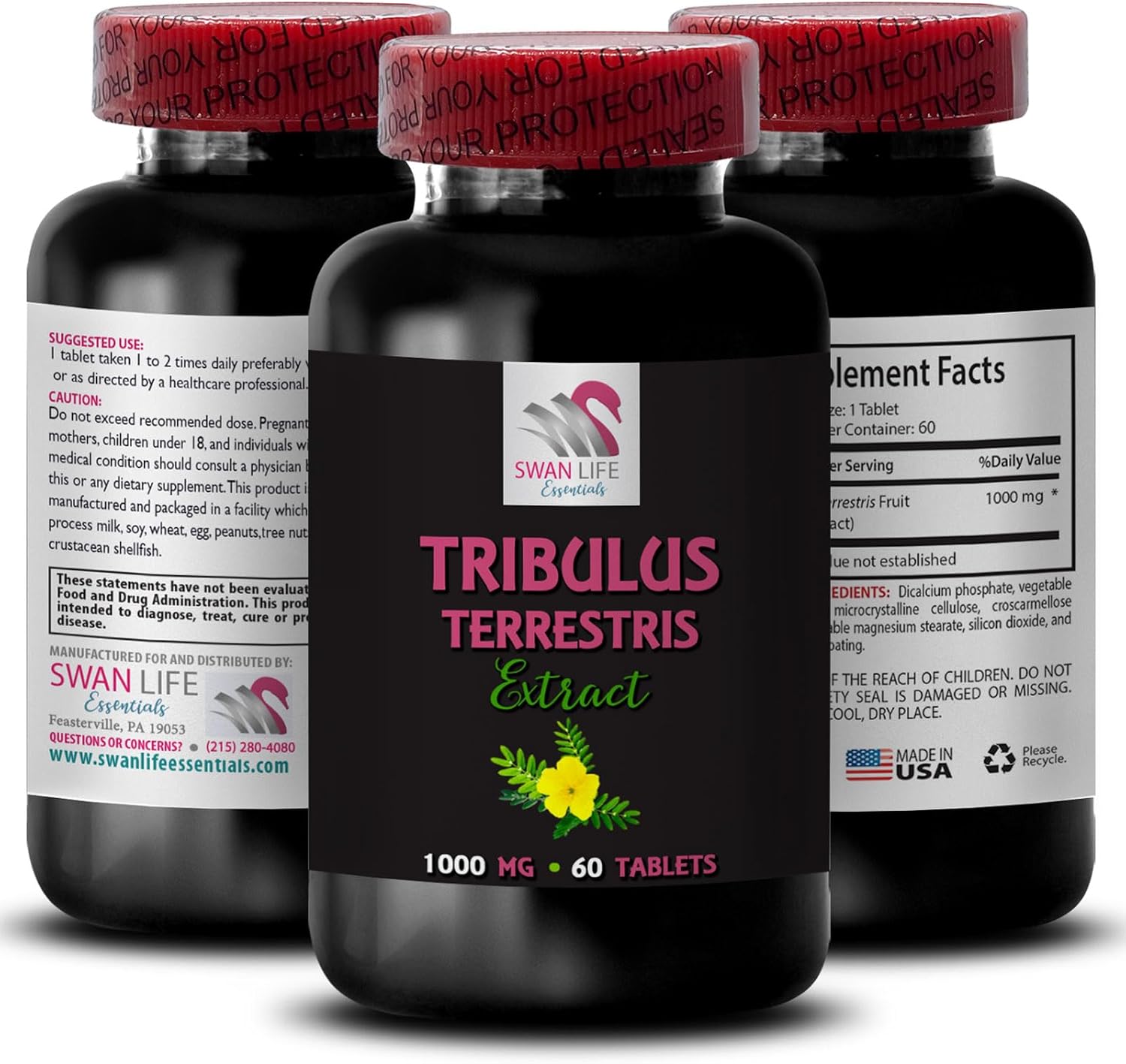 Plant-Based Stamina Power with Tribulus Terrestris Extracts - Energy Support Formula for Active Life - 60 Tablets