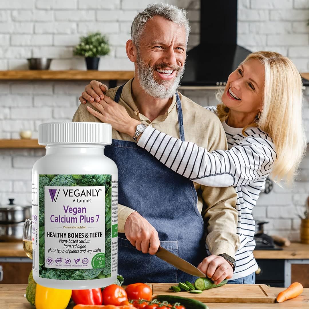 Plant-Based Vegan Calcium Plus 7 Vitamins for Strong Bones and Teeth (60 caps) by VEGANLY