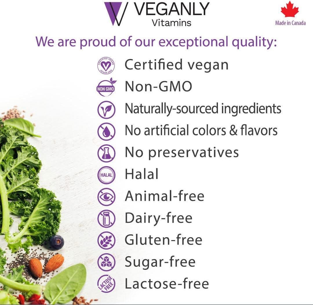 Plant-Based Vegan Calcium Plus 7 Vitamins for Strong Bones and Teeth (60 caps) by VEGANLY