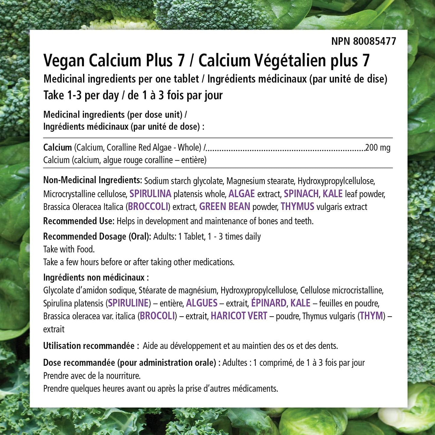 Plant-Based Vegan Calcium Plus 7 Vitamins for Strong Bones and Teeth (60 caps) by VEGANLY