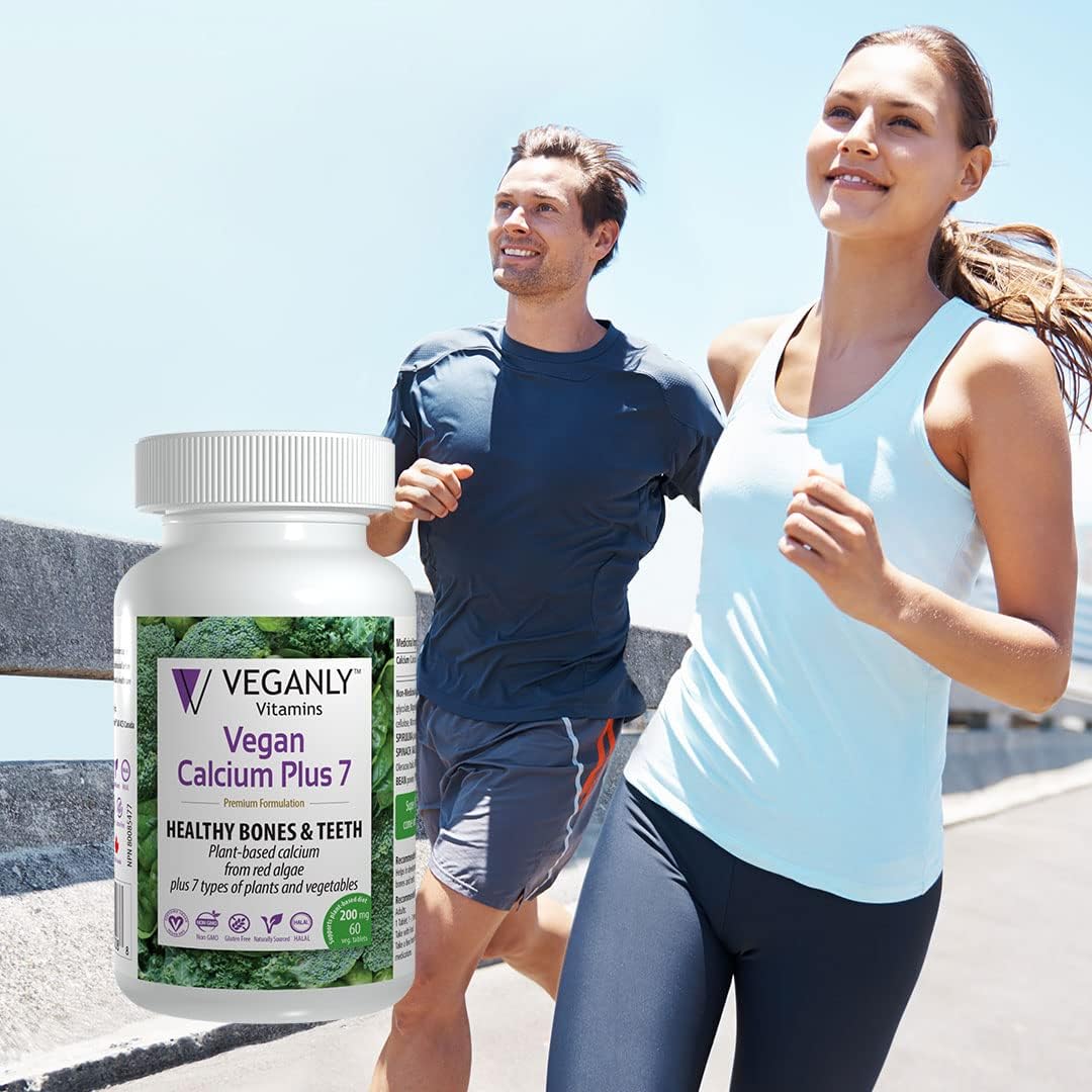 Plant-Based Vegan Calcium Plus 7 Vitamins for Strong Bones and Teeth (60 caps) by VEGANLY