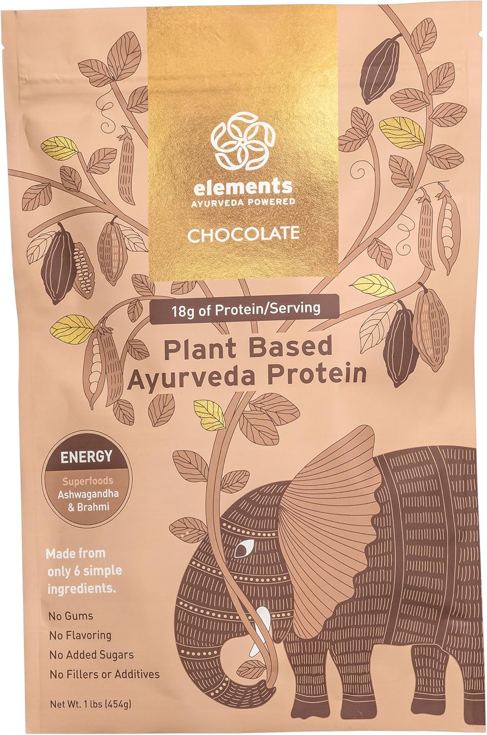 Plant-Based Vegan Chocolate Protein Powder with Pure Organic Yellow Peas & Raw Cacao - Keto-Friendly & Non-GMO - 1lb - 14 Servings