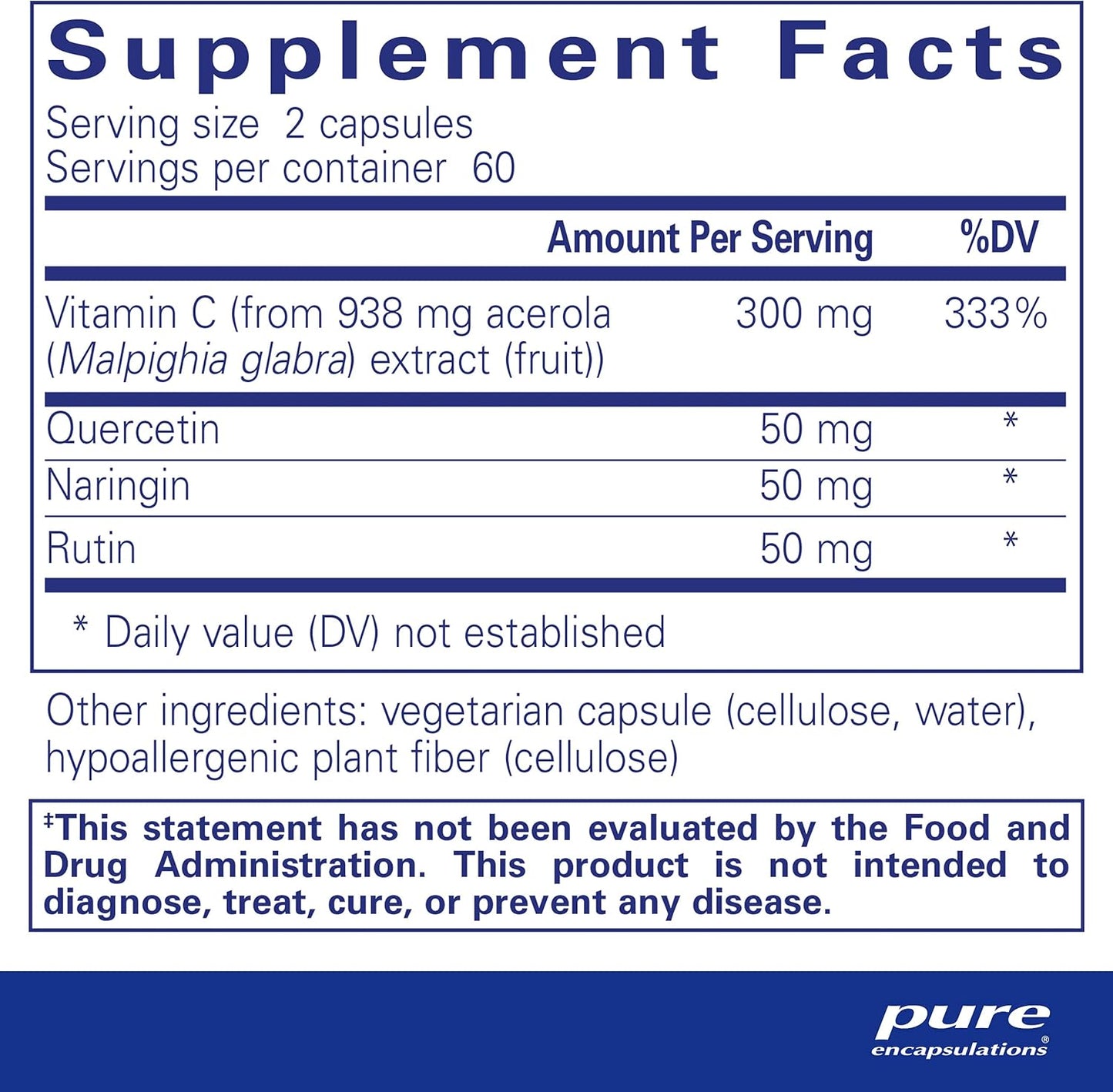 Plant-Based Vitamin C and Bioflavonoid Supplement in Capsules - 120 Count, Corn-Free by Pure Encapsulations