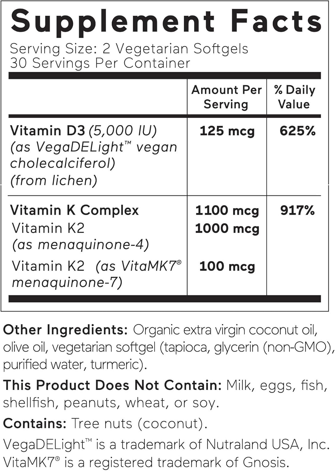 Plant-Based Vitamin D3 5000 IU + Vegan Vitamin K2 Softgels - Immune & Bone Health Supplement - 360 Count x 6 Packs - 180-Day Supply