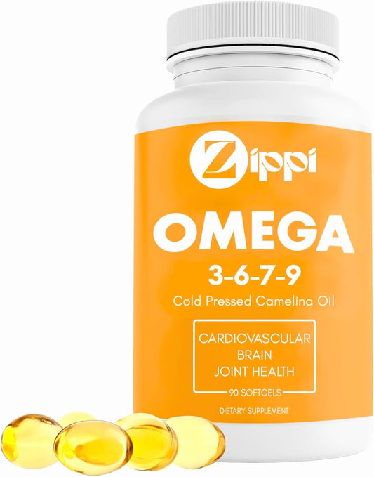 Plant Based Zippi Omega 3-6-7-9 Softgels for Brain, Liver, Cardiovascular, Immunity, and Joint Support