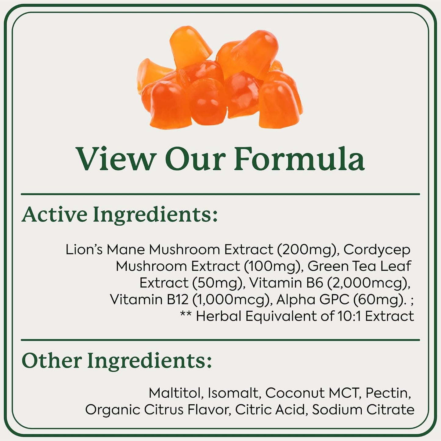 Plant People WonderFocus Mushroom Gummies Mini - Nootropic Brain Supplement with Lion’s Mane & Cordyceps for Memory, Focus, Energy, and Mood - Vegan Citrus Flavor Trial Size