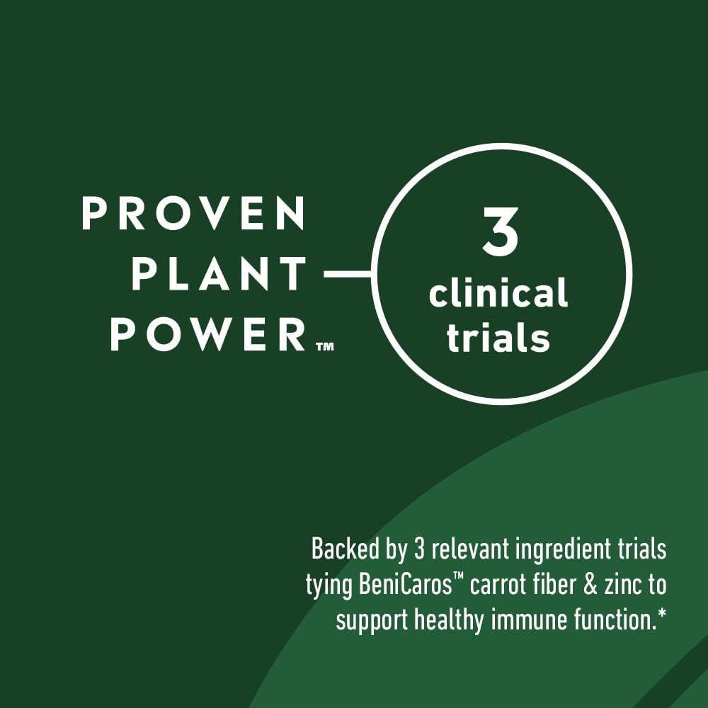 Plant-Powered Daily Immunity Herbal Supplement with Zinc and BeniCaros - Boosts Immune System Health - 30 Pack