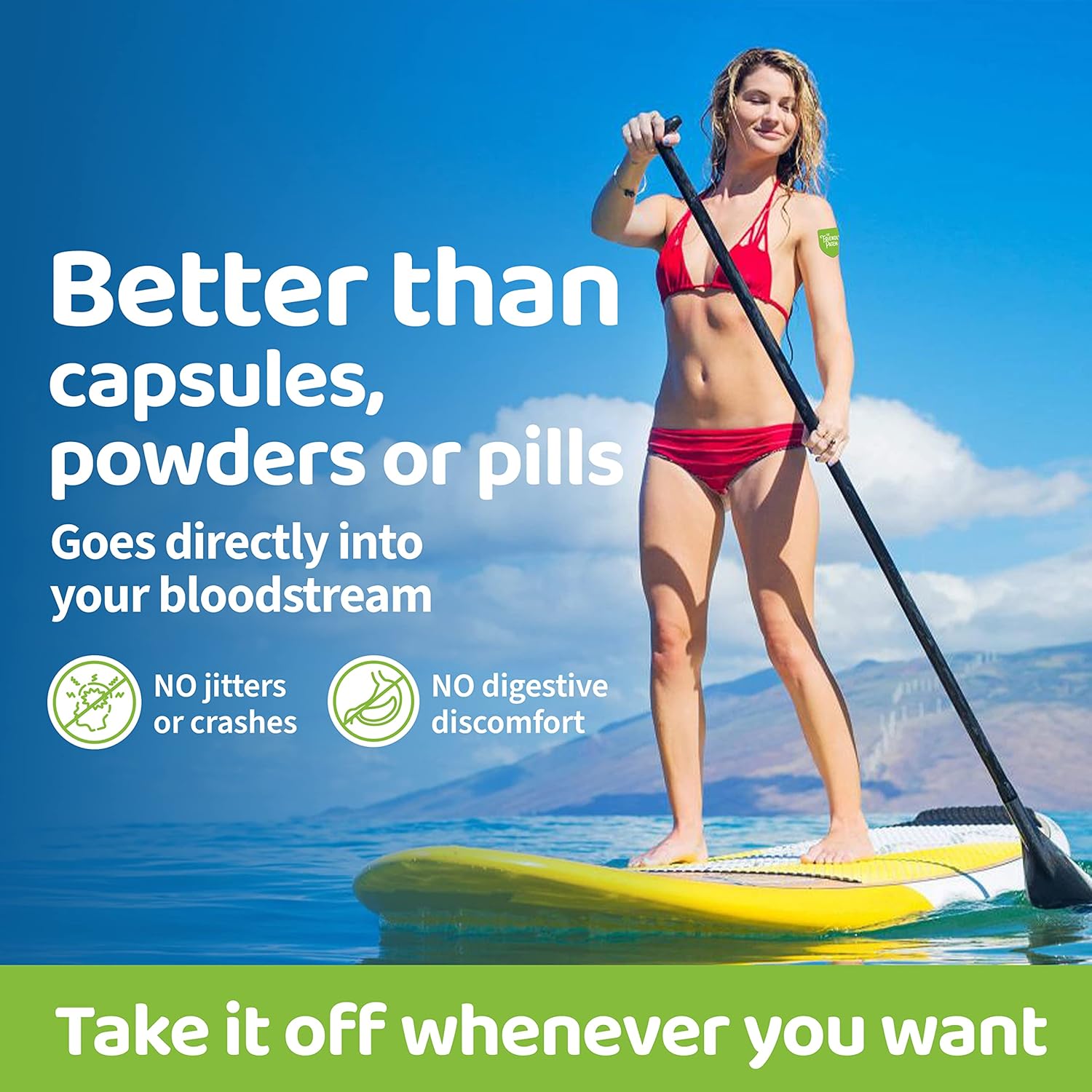 Plant-Powered Energy & Focus Patches - 28 Day Supply - Caffeine & Guarana - Boost Energy & Clarity - Wellness Patch